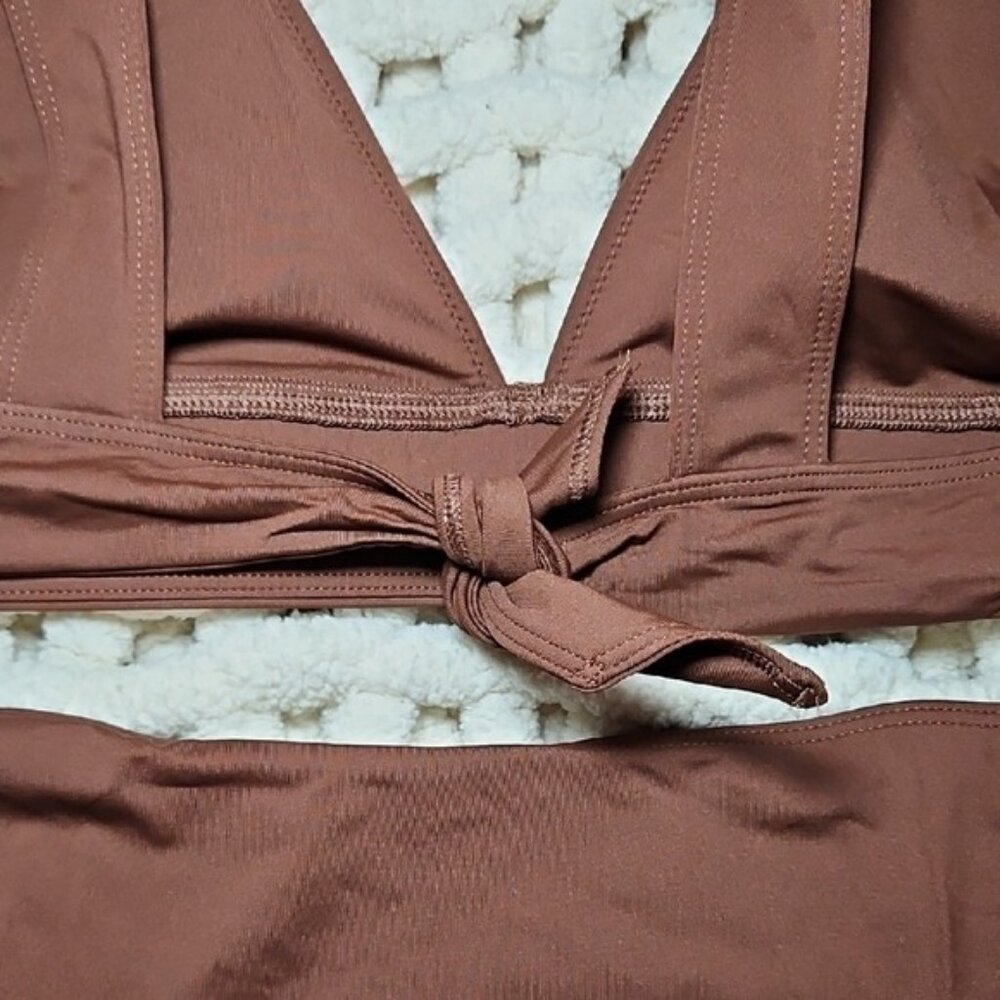 Everlane ReNew Chocolate Brown Bikini Swimsuit Set XXL New Beach Vacation - Picture 7 of 8